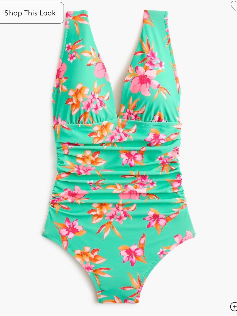 J. Crew Factory Ruched Plunge One Piece Swimsuit NWT L